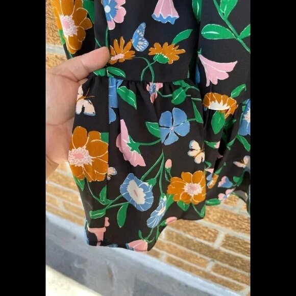 KATE SPADE NEW YORK KATE SPADE Floral Garden Tulip Dress In Black LARGE - Picture 5 of 13